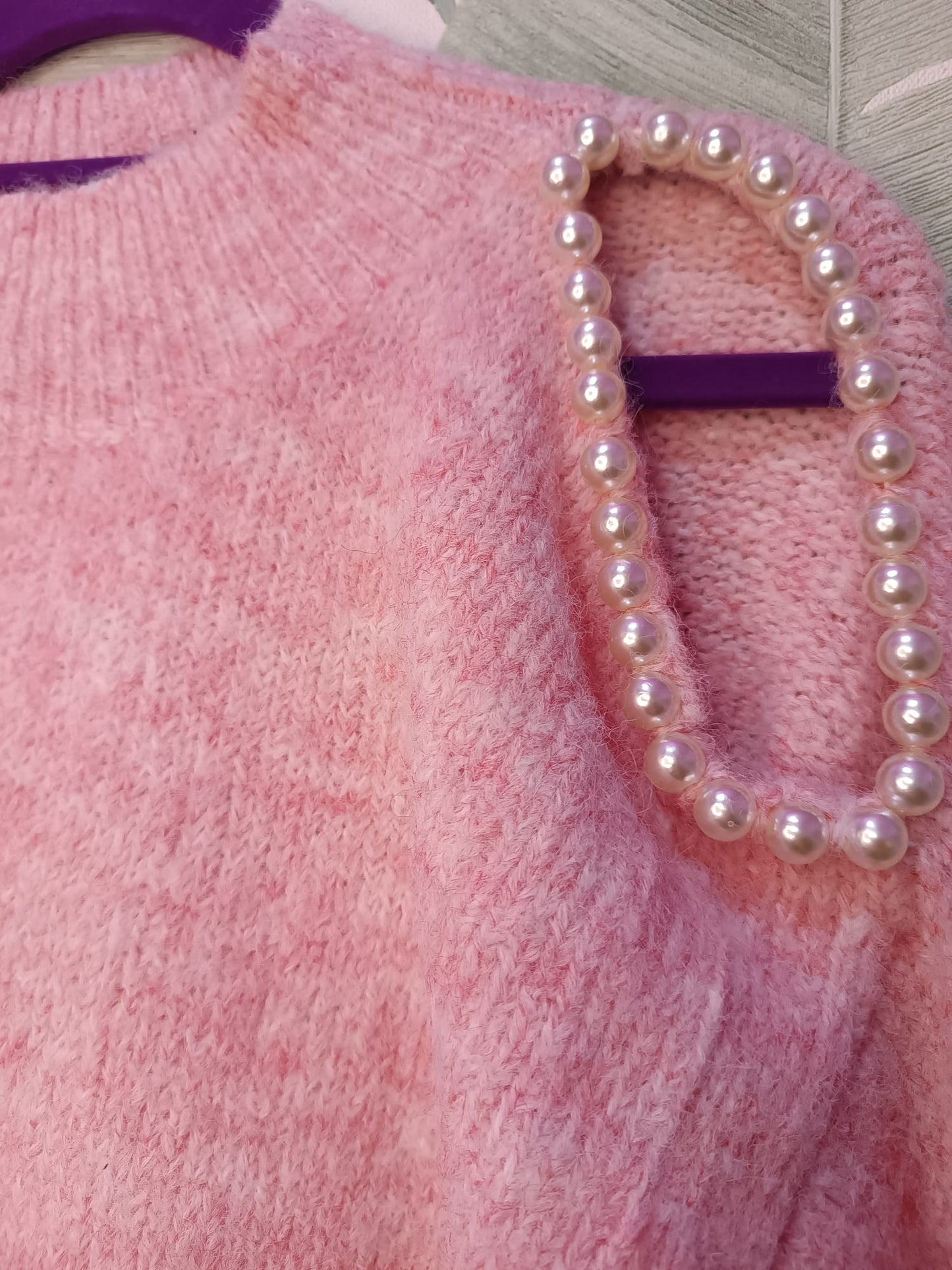 Jersey Rosa con Detalle de Perlas